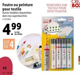 Lidl Feutre ou peinture pour textile offre