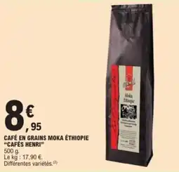 E.Leclerc Café en grains moka éthiopie cafés henri offre