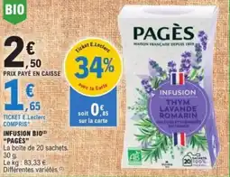 E.Leclerc Infusion bio pagès offre
