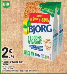 E.Leclerc Flocons d'avoine bio bjorg offre