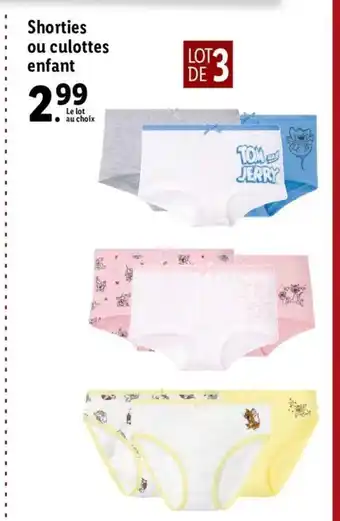 Shorties ou culottes enfant