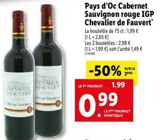 Lidl Pays d'oc cabernet sauvignon rouge ivp chevalier de fauvert offre