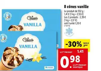Lidl 8 cônes vanille offre