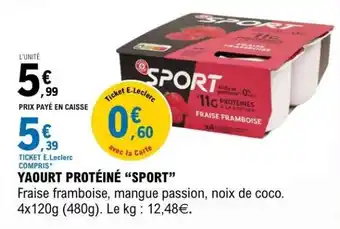 E.Leclerc YAOURT PROTÉINÉ “SPORT” offre