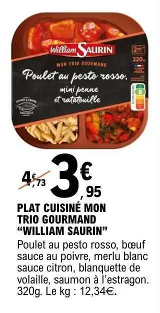 E.Leclerc PLAT CUISINÉ MON TRIO GOURMAND “WILLIAM SAURIN” offre