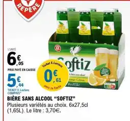 E.Leclerc BIÈRE SANS ALCOOL SOFTIZ offre