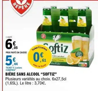 E.Leclerc BIÈRE SANS ALCOOL SOFTIZ offre