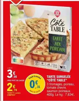 E.Leclerc TARTE SURGELÉE “CÔTÉ TABLE” offre