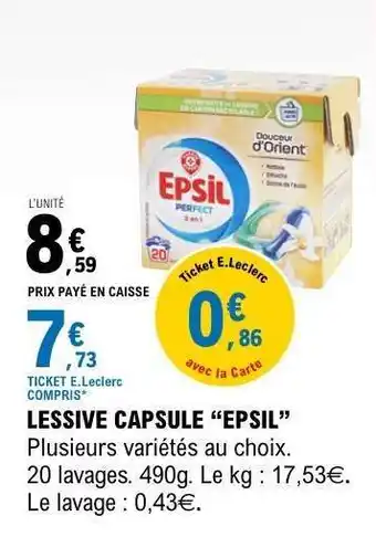 E.Leclerc LESSIVE CAPSULE “EPSIL” offre