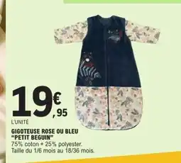 E.Leclerc Gigoteuse Rose ou Bleu 'Petit Beguin' offre