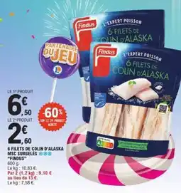 E.Leclerc 6 FILETS DE COLIN D'ALASKA MSC SURGELÉS offre