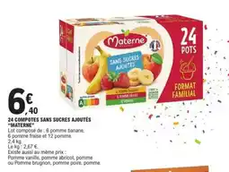 E.Leclerc 24 COMPOTES SANS SUCRES AJOUTÉS “MATERNE” offre