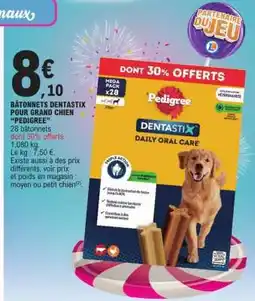 E.Leclerc Bâtonnets Dentastix pour grand chien 'Pedigree' offre