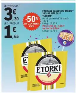 E.Leclerc FROMAGE BASQUE DE BREBIS ETORKI offre
