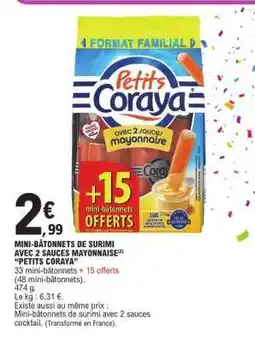 E.Leclerc MINI-BÂTONNETS DE SURIMI AVEC 2 SAUCES MAYONNAISE offre