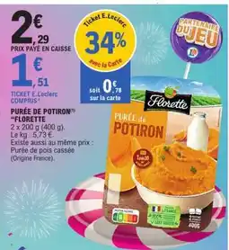 E.Leclerc PURÉE DE POTIRON FLORETTE offre