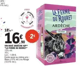 E.Leclerc VIN ROSÉ ARDÈCHE IGP LA FERME DU ROURET offre