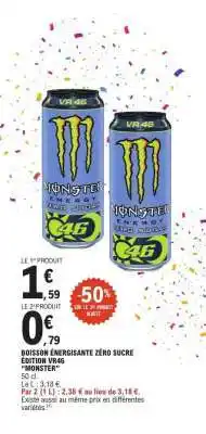 E.Leclerc Boisson énergisante zéro sucre édition VR46 “Monster” offre