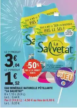 E.Leclerc Eau Minérale Naturelle Pétillante 'La Salvetat' offre