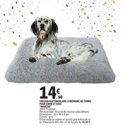 E.Leclerc COUSSIN RECTANGULAIRE À MÉMOIRE DE FORME POUR CHIEN ET CHAT offre