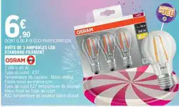 E.Leclerc BOÎTE DE 3 AMPOULES LED STANDARD FILAMENT offre