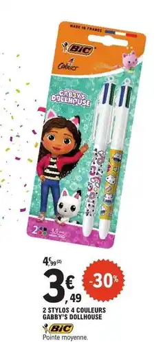 E.Leclerc 2 STYLOS 4 COULEURS GABBY'S DOLLHOUSE offre