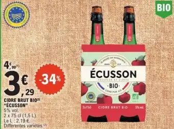 E.Leclerc Cidre brut bio écusson offre
