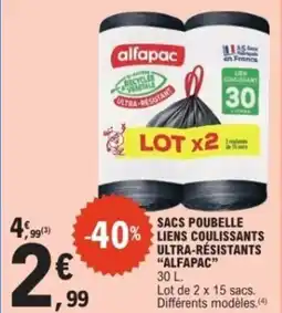E.Leclerc Sacs poubelle liens coulissants ultra-résistants alfapac offre