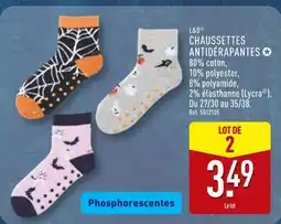 ALDI L&D Chaussettes antidérapantes phosphorescentes offre