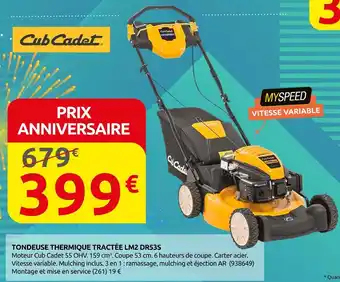 Rural Master Cub Cadet Tondeuse thermique tractée LM2 DR53S offre