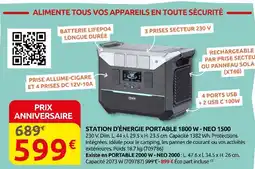 Rural Master Station d'énergie portable 1800 W - NEO 1500 offre