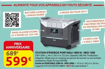 Rural Master Station d'énergie portable 1800 W - NEO 1500 offre