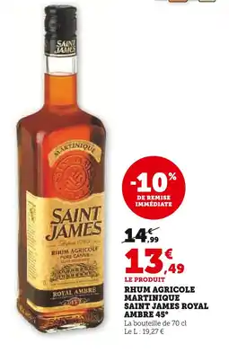 U Express Saint James Rhum Agricole Martinique Royal Ambre 45° offre