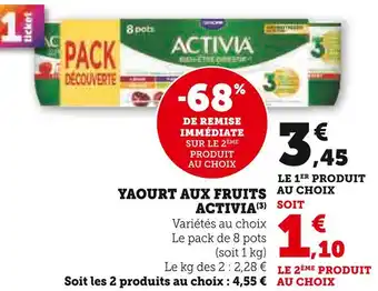 Hyper U ACTIVIA Yaourt aux fruits offre