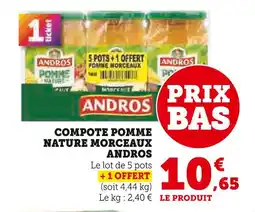 Hyper U ANDROS Compote Pomme Nature Morceaux offre