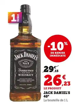 Hyper U Jack daniel's 40° offre