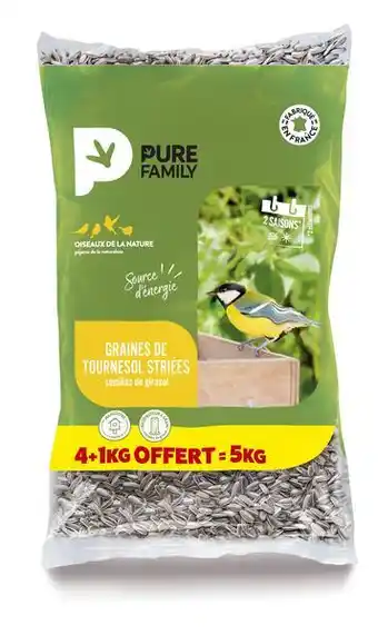 Gamm vert PURE FAMILY Graines de tournesol striées PURE FAMILY offre