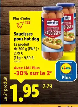 Lidl McEnnedy Saucisses pour hot dog fumées offre