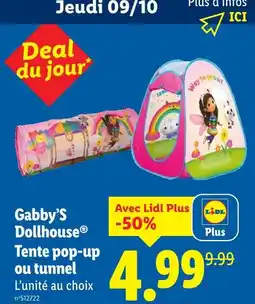 Lidl GABBY'S DOLLHOUSE Tente pop-up ou tunnel offre