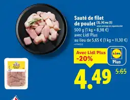 Lidl Sauté de filet de poulet offre