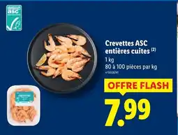Lidl Crevettes ASC entières cuites offre