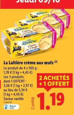 Lidl LA LAITIÈRE Crème aux œufs offre