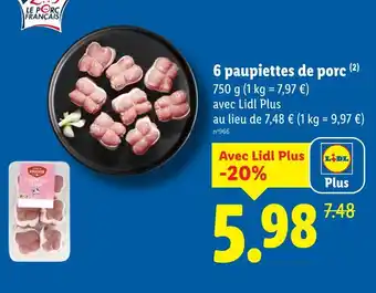 Lidl 6 paupiettes de porc offre