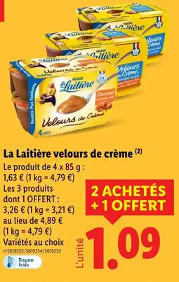 Lidl La Laitière Velours de crème Caramel offre