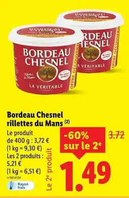 Lidl BORDEAU CHESNEL Rillettes du Mans offre