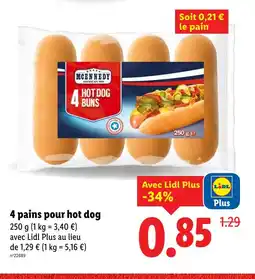 Lidl MCENNEDY 4 pains pour hot dog offre