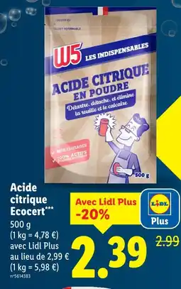 Lidl Ecocert Acide citrique Ecocert offre