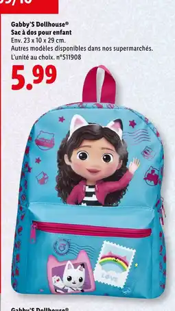 Lidl GABBY'S DOLLHOUSE Sac à dos pour enfant offre