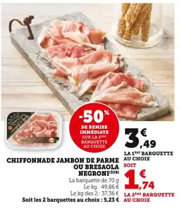 Super U Negroni Chiffonnade Jambon de Parme offre