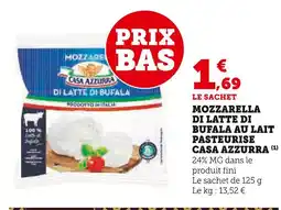 Super U Casa Azzurra Mozzarella di latte di bufala au lait pasteurisé offre